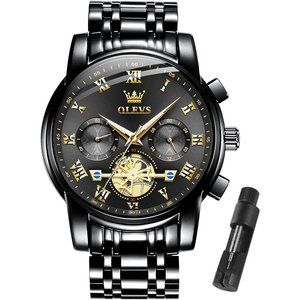 OLEVS Watches for Men with Date Luxury Big Face Waterproof Stainless Wristwatch